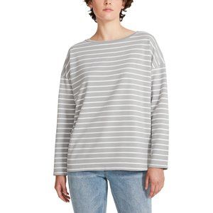 BB Dakota Gray Striped French Terry Long Sleeve Tee